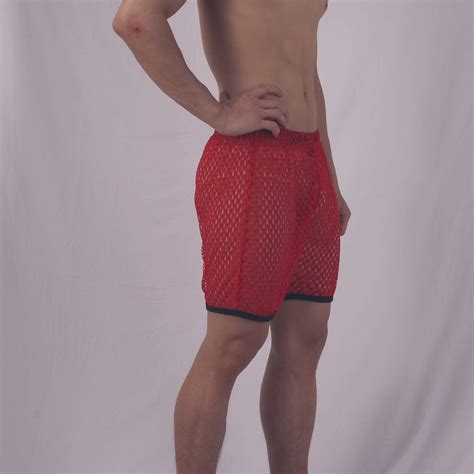Buy Evankin Men's See-Through Mesh Loose Lounge Shorts Sissy Lingerie ...
