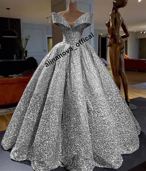 this silver ball gowns wedding dress with sequins beaded is so bling ...