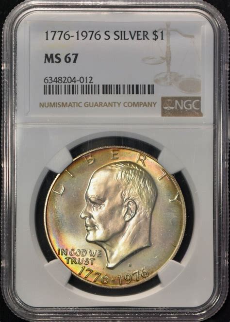 1976-S Eisenhower IKE Bicentennial Silver Dollar $1! * RAINBOW TONED ...