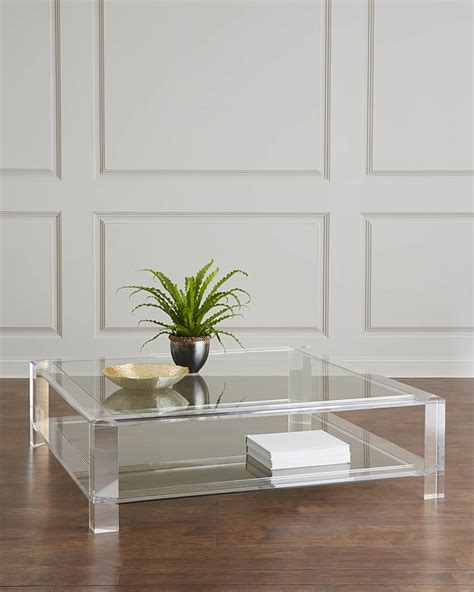 Interlude Home Surrey Acrylic Square Cocktail Table, Large | Neiman Marcus