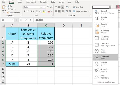 Image result for Relative Frequency Formula Excel
