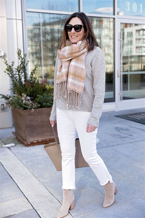 A Fun Way to Wear White Jeans for Winter | Jo-Lynne Shane | White jeans ...