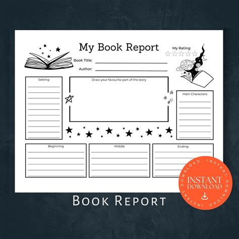 Printable Book Report, INSTANT DOWNLOAD, Printable Activity, Book ...