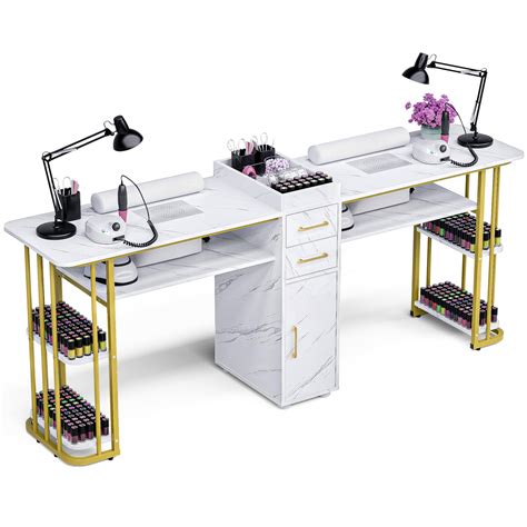Amazon.com: Kikihouse Double Manicure Table Nail Desk for Nail Tech ...