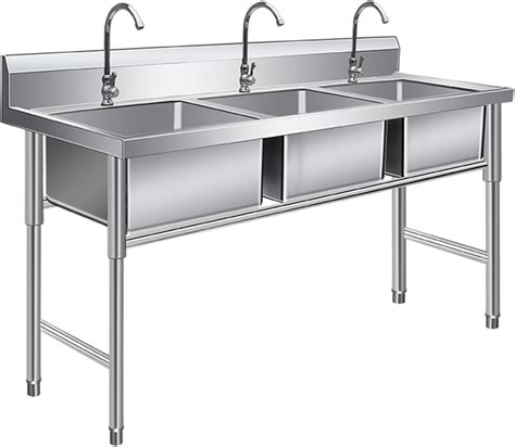 Three Compartment Stainless Steel Sink, Freestanding Utility Sink, Triple Bowl Commercial ...