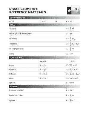 Staar Reference Sheet - Fill Online, Printable, Fillable, Blank | pdfFiller