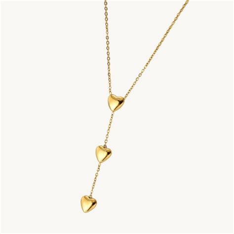 Triple Heart Gold Necklace for Women – Elegant Jewellery by DZOIR