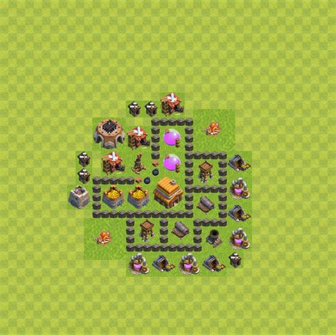 Trophy (Defense) Base TH4 - Clash of Clans - Town Hall Level 4 Base - (#48)