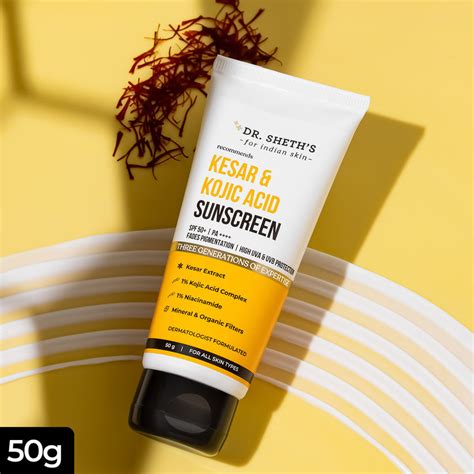 Kesar & Kojic Acid Sunscreen - 50g – Dr Sheth's