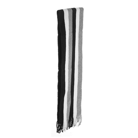 Buy Kalaneet 1 pc Black Grey White Striped woolen Muffler for Man and ...