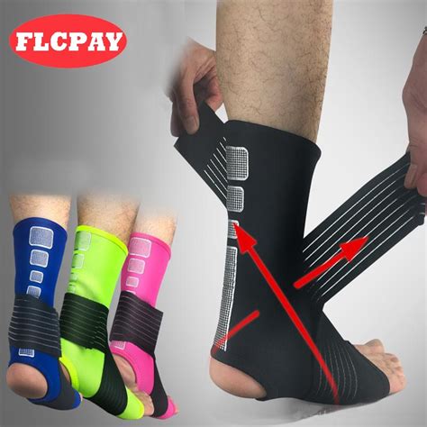 1 Pair Ankle Bandage Elastic Brace Guard Support Sport Gym Foot Wrap ...