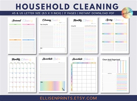 Printable Household Cleaning & Organizing Checklists for an Organized ...