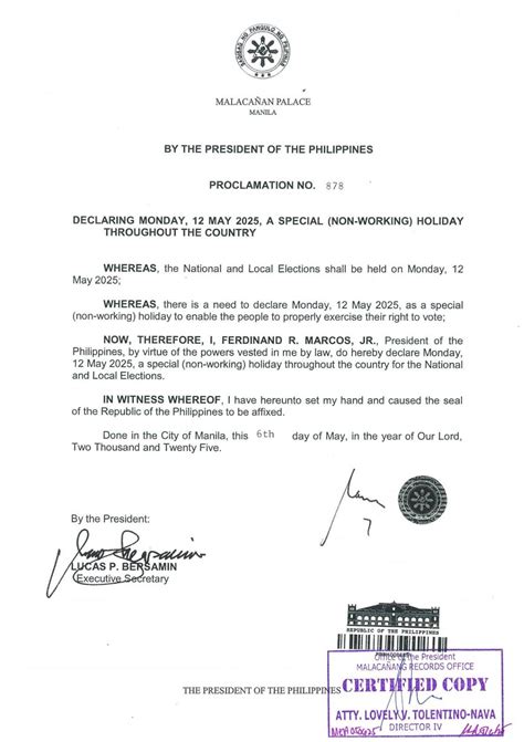 PBBM issues proclamation declaring regular holidays, special non ...