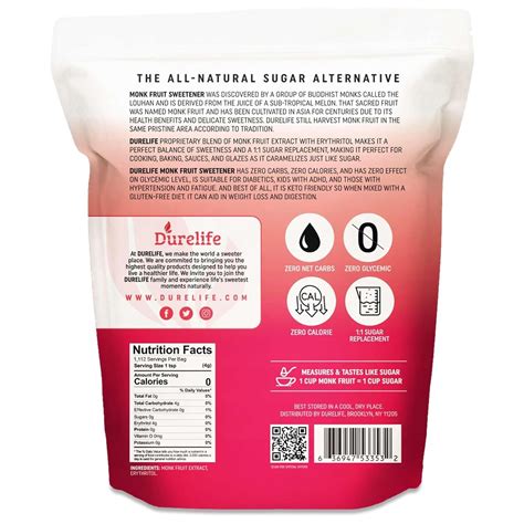 Snapklik.com : Durelife Monk Fruit Sweetener, Classic - Sugar Substitute, Keto Diet Friendly, 1: ...