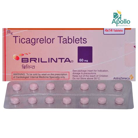 BRILINTA 60MG TABLET 14'S Price, Uses, Side Effects, Composition - Apollo Pharmacy