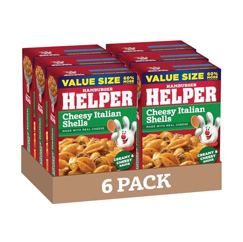 Amazon.com : Hamburger Helper Cheesy Italian Shells Value Size, 9.9 ...