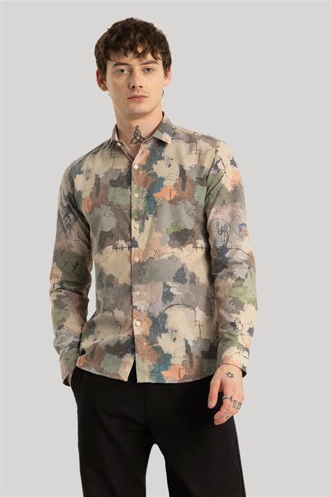 Buy Men's Dirk Multi Abstract Linen Shirts Online | Snitch – SNITCH