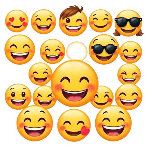 Collection Of Happy Emojis, Happy Emojis, Smiling Faces, Emoji Collection PNG Transparent Image ...