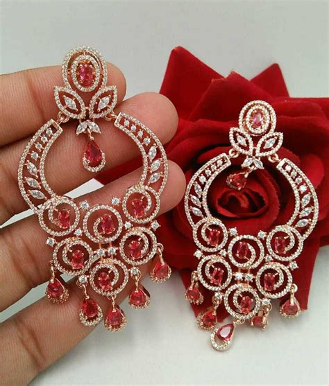 American Diamond Studded Contemporary Chandbalis Earrings – LcJewelz