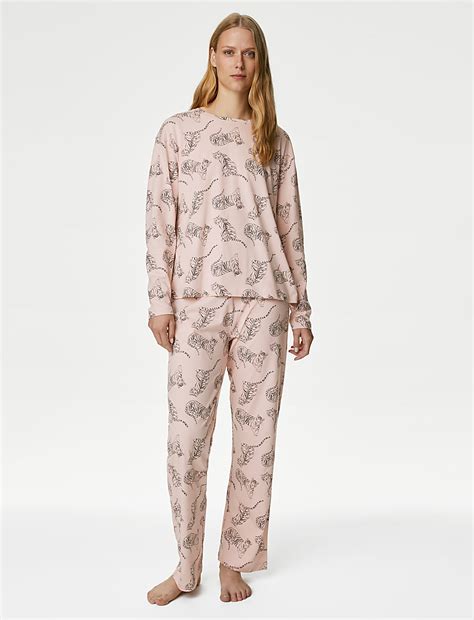 Buy Pure Cotton Tiger Print Pyjama Set at Marks & Spencer
