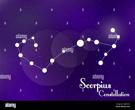 Scorpius constellation. Starry night sky. Cluster of stars, galaxy. Deep space. Vector ...