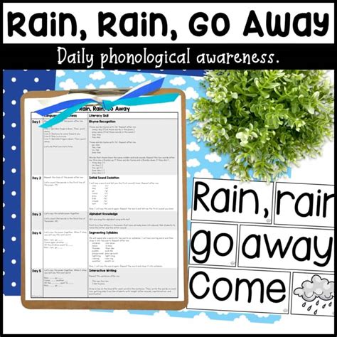 Rain, Rain, Go Away Weather Poem - Phonological Awareness Pocket Chart ...