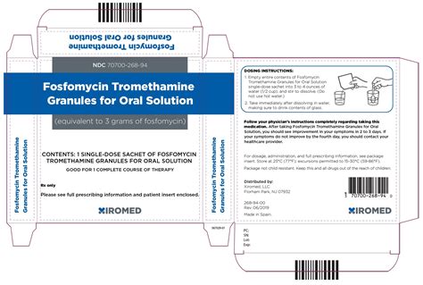 Fosfomycin Tromethamine Oral Granules - FDA prescribing information, side effects and uses