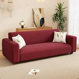 Lukzer 3 Seater Textured Red Box Pattern Pattern Universal Sofa Cover ...