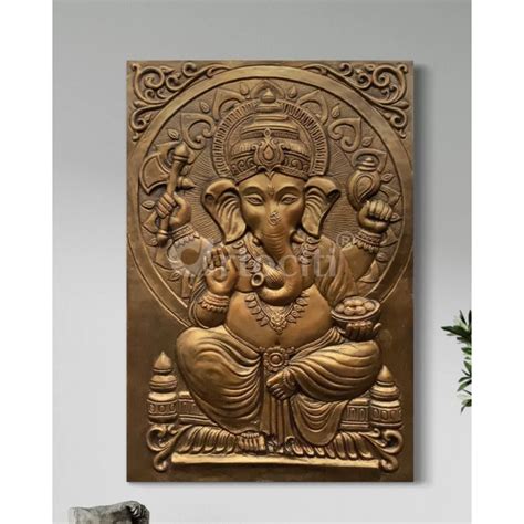 Buy 3x2 Feet Sitting Ganesha Relief Mural Wall Art Online - Artociti
