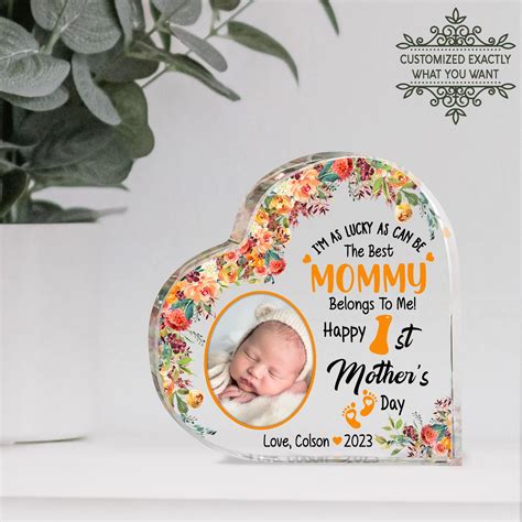 Custom First Mothers Day gift Heart shape Acrylic plaque UKYY210301 ...
