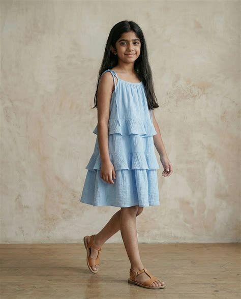 Girls Aurora Tiered Cotton Dress
