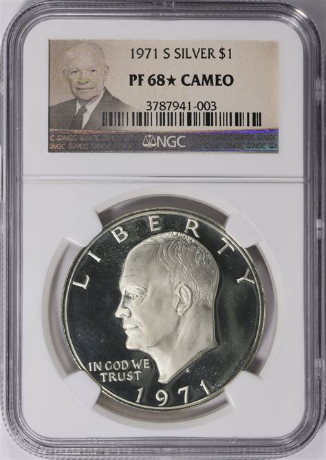 1971-S Eisenhower Dollar Silver NGC Proof-68 ★ CAMEO (Eisenhower Label ...