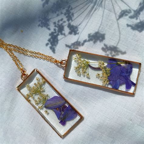 Seal the Purple Real Dried Flower Necklace – Violet Botanical Art