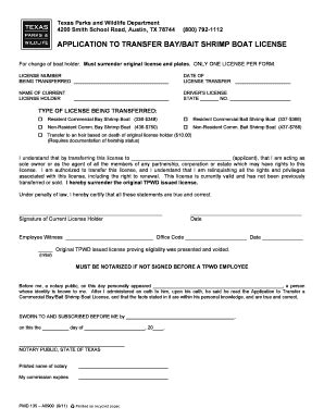 Fillable Online tpwd state tx Application to transfer bay/bait shrimp ...