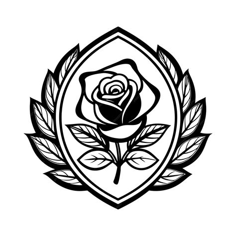 장미 꽃 로고 타입 디자인 표시 된 만화 실루 터 일러스트레이션 | 프리미엄 AI 생성 벡터