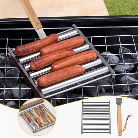 Hot Dog Roller for Grill Stainless Steel BBQ Hot Dog Grill Roller with ...