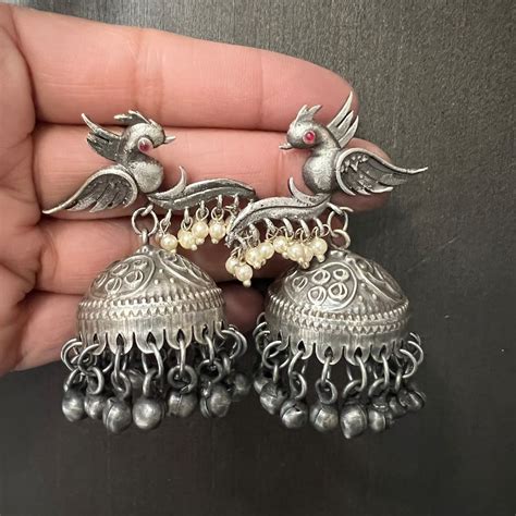 Buy Oxidised Jhumka Earrings Online In India - Etsy India