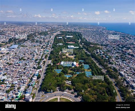 Beautiful aerial view of the City of San Domingo, its buildings and ...