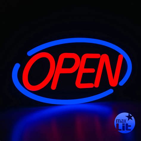 MaxLit 23'' X 12'' New Ultra Bright Oval LED Neon Sign - OPEN - Remote ...