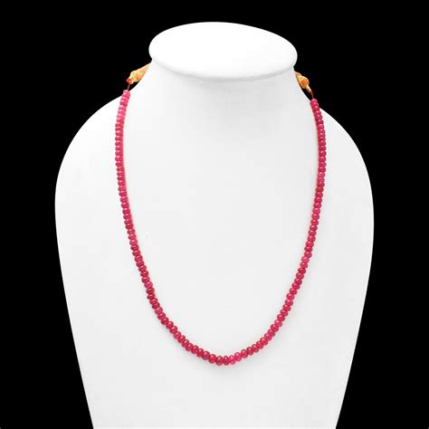 Natural Ruby Sarafa Necklace For Women Made With Rondelle Smooth High ...