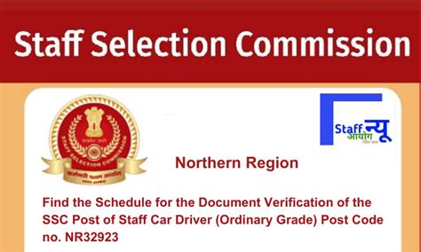 Find the Schedule for the Document Verification of the SSC Post of ...