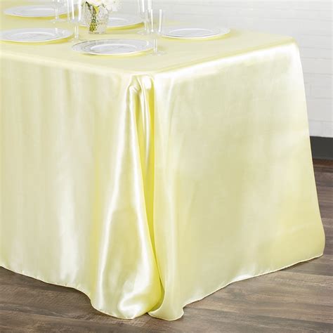 Satin Rectangular 90 x 132 inch Tablecloth Yellow at CV Linens