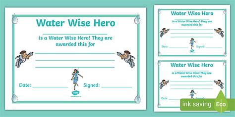 SA Water Wise Certificates (teacher made) - Twinkl