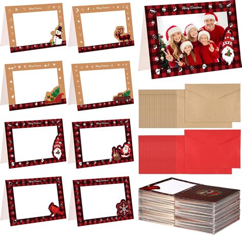 Amazon.com : Motiskyy 48 Set Christmas Photo Frame Cards with Envelopes ...