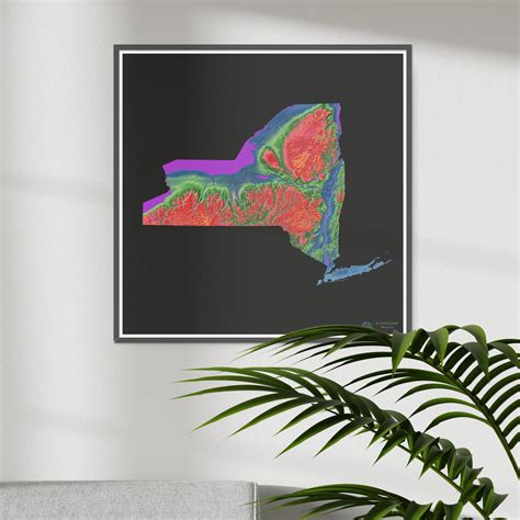 New York - Elevation map, black - Fine Art Print – Grasshopper Geography