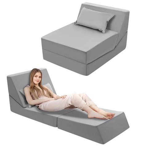 3-in-1 Folding Sofa Chair Bed Convertible Sofa with Pillow,Floor Futon ...