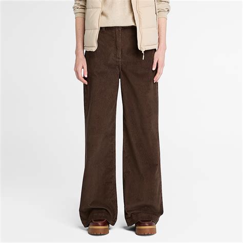 Washed Corduroy Wide-Leg Trouser for Women in Brown