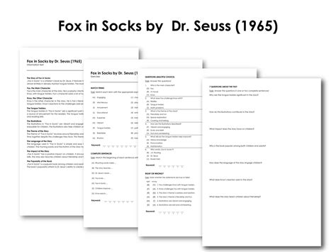 Fox in Socks by Dr. Seuss (1965) | Made By Teachers