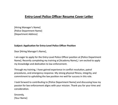 Police Officer Job Resume Cover Letter (5 Templates) Download in Word (.docx)