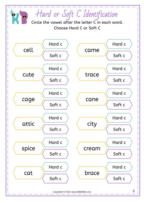 Spelling rules Soft c | Free Phonics Printable Worksheets